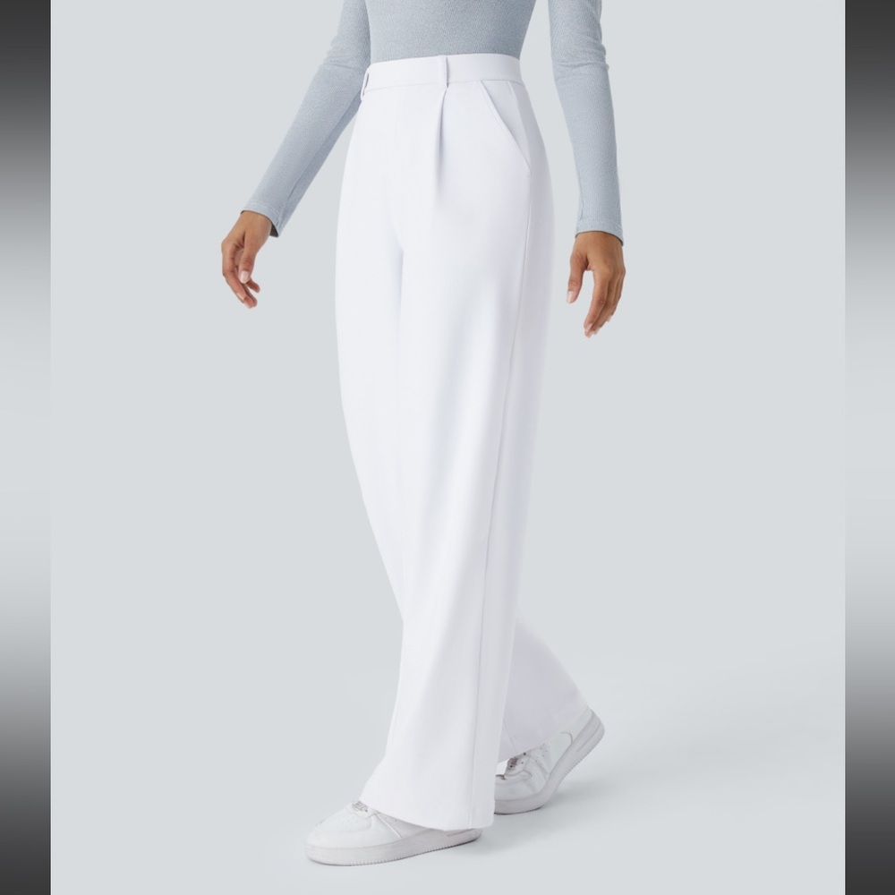 HALARA White Wide-Leg Pants